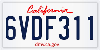 CA license plate 6VDF311