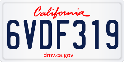 CA license plate 6VDF319