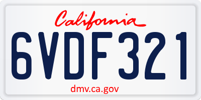 CA license plate 6VDF321