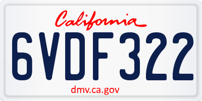 CA license plate 6VDF322
