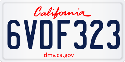 CA license plate 6VDF323