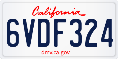 CA license plate 6VDF324