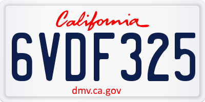 CA license plate 6VDF325