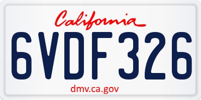 CA license plate 6VDF326