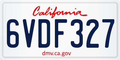 CA license plate 6VDF327
