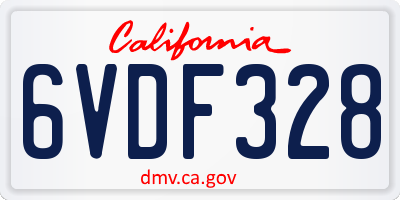 CA license plate 6VDF328