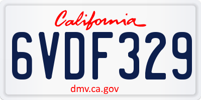 CA license plate 6VDF329