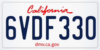 CA license plate 6VDF330