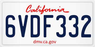 CA license plate 6VDF332