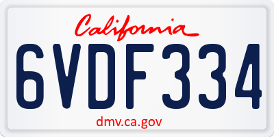 CA license plate 6VDF334