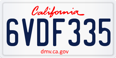 CA license plate 6VDF335