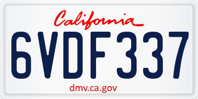 CA license plate 6VDF337