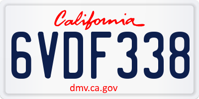CA license plate 6VDF338