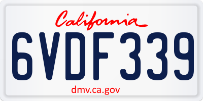 CA license plate 6VDF339