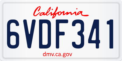 CA license plate 6VDF341
