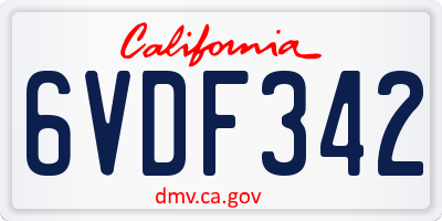 CA license plate 6VDF342