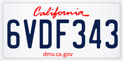 CA license plate 6VDF343