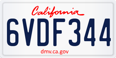 CA license plate 6VDF344