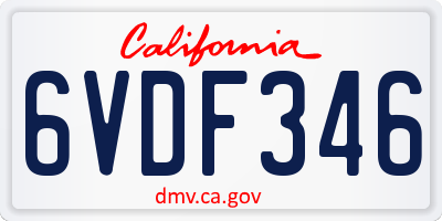 CA license plate 6VDF346