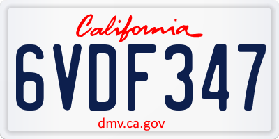 CA license plate 6VDF347