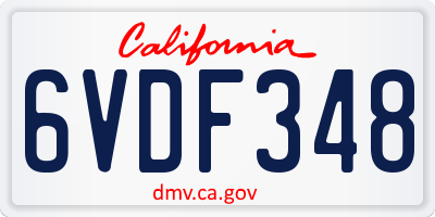 CA license plate 6VDF348