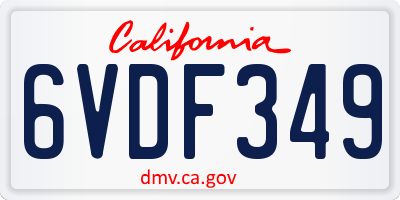 CA license plate 6VDF349