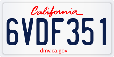 CA license plate 6VDF351