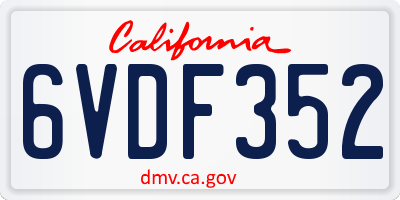CA license plate 6VDF352
