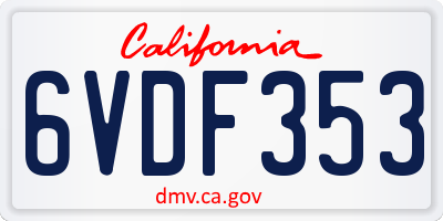 CA license plate 6VDF353