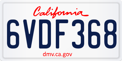 CA license plate 6VDF368