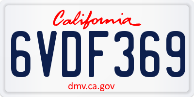 CA license plate 6VDF369