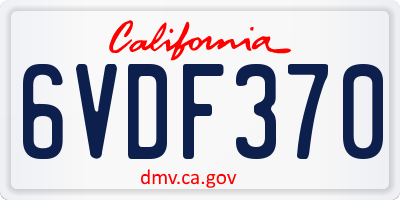 CA license plate 6VDF370