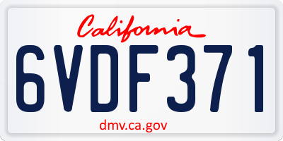 CA license plate 6VDF371