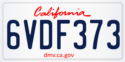 CA license plate 6VDF373