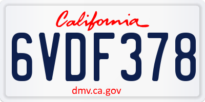CA license plate 6VDF378