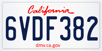 CA license plate 6VDF382