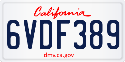 CA license plate 6VDF389