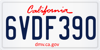 CA license plate 6VDF390
