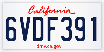 CA license plate 6VDF391