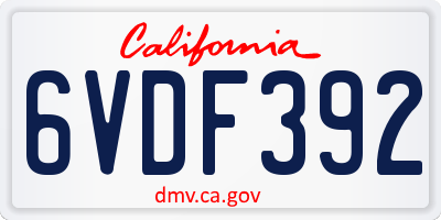 CA license plate 6VDF392