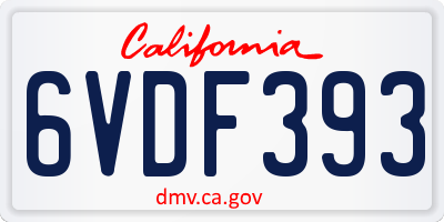 CA license plate 6VDF393