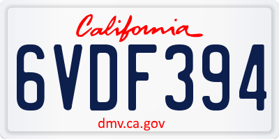 CA license plate 6VDF394