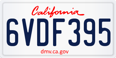 CA license plate 6VDF395