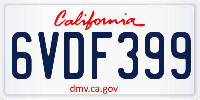 CA license plate 6VDF399