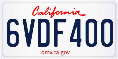 CA license plate 6VDF400