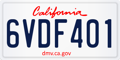 CA license plate 6VDF401