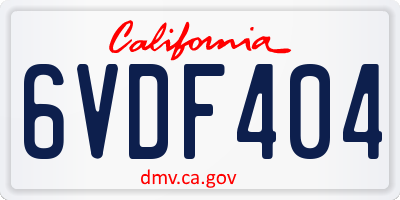 CA license plate 6VDF404