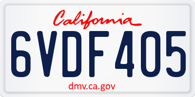 CA license plate 6VDF405