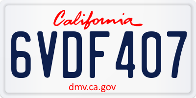 CA license plate 6VDF407