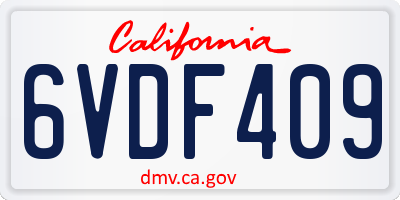 CA license plate 6VDF409